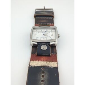 Y2K Fossil Watch JR-9902 BAW 250901 45mm on Leather Bund Strap - New Battery